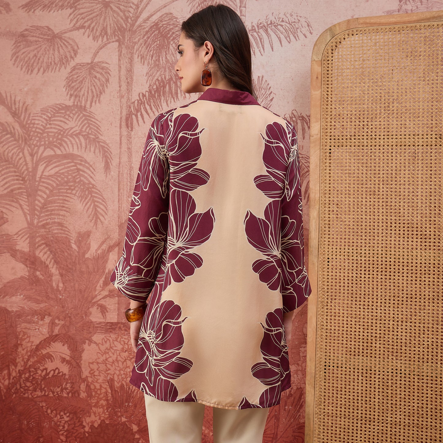 Maroon Bold Florals Printed Shirt
