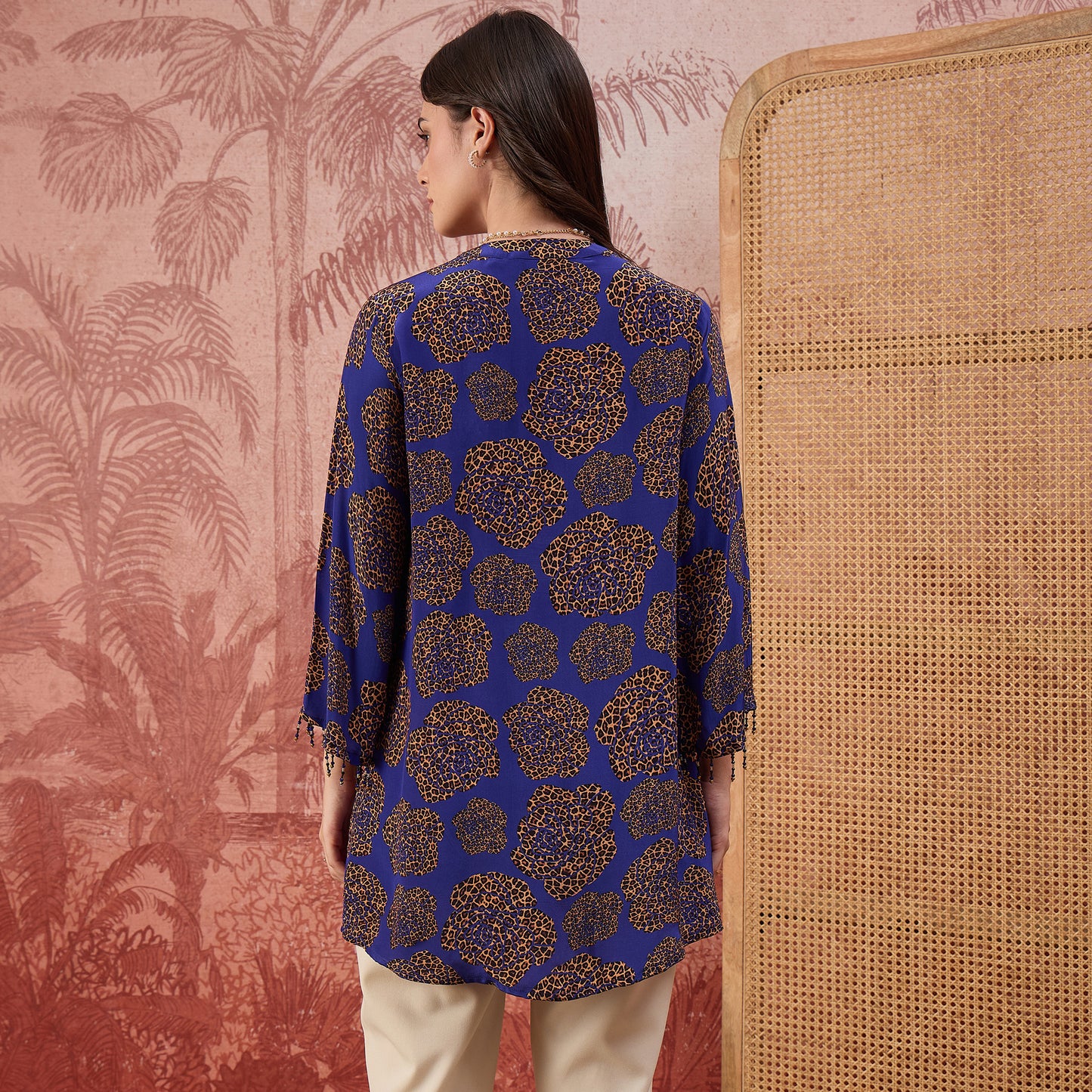 Blue Leopard Patch Printed Embellished Shirt