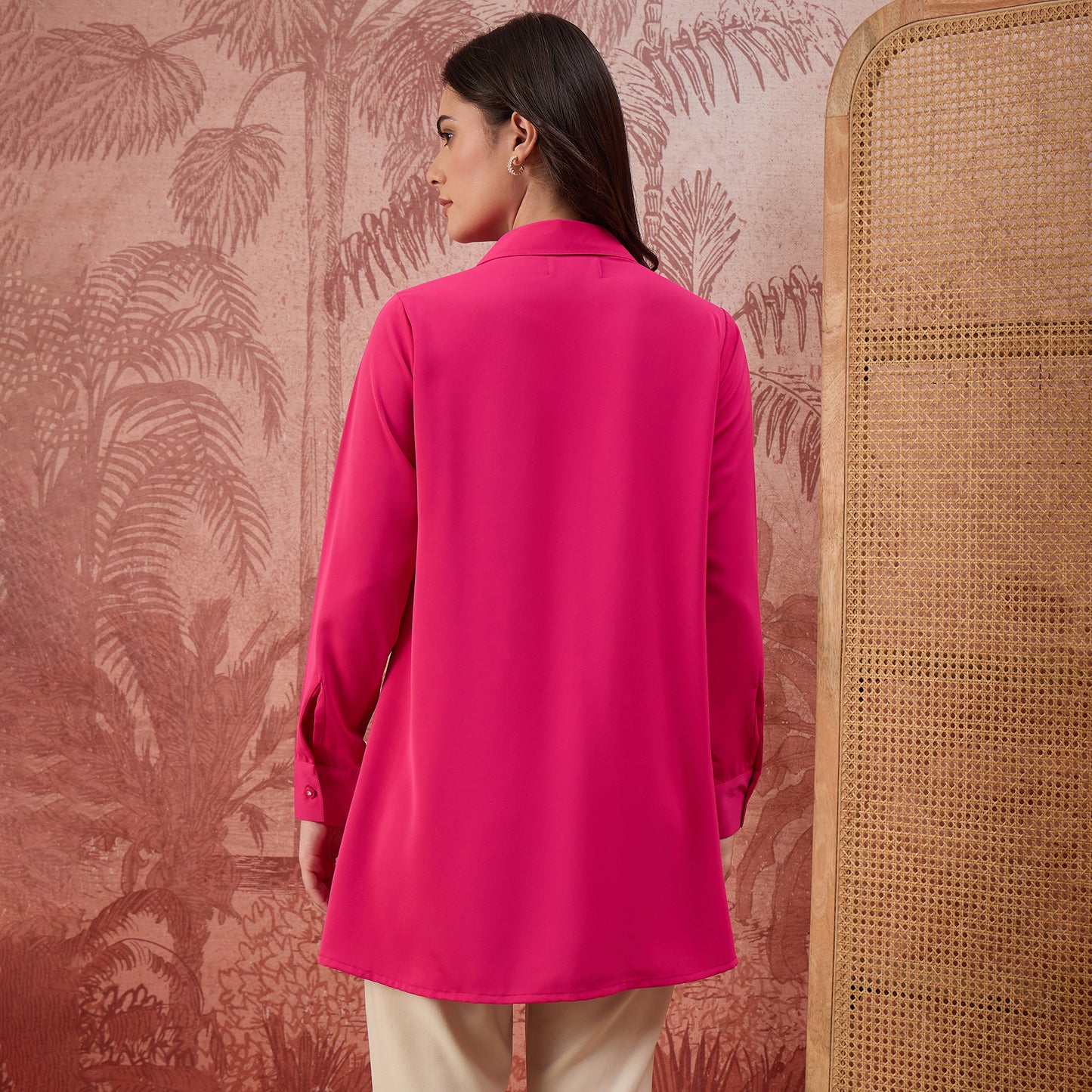 Pink Embellished Casual Shirt