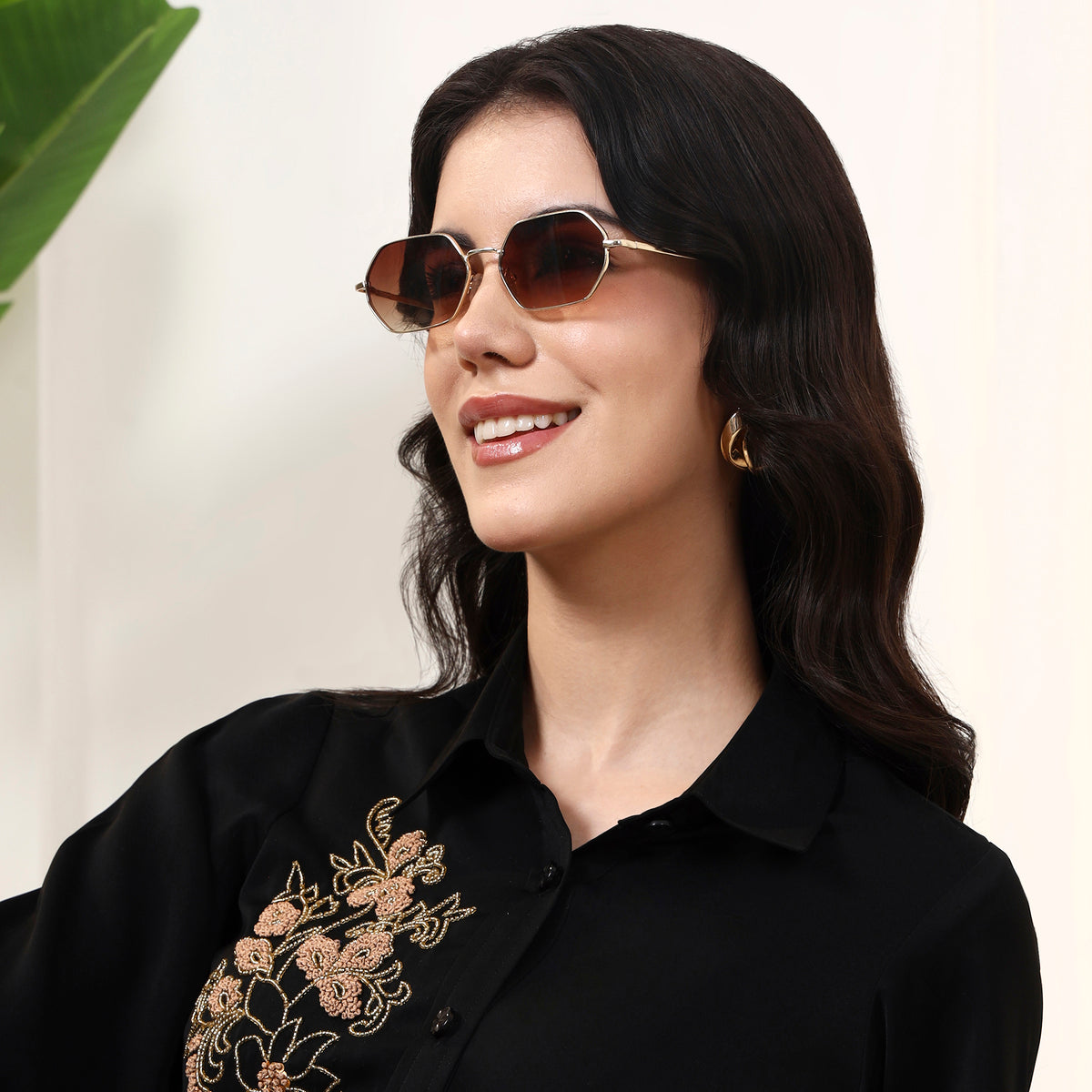 Black Shirt for Women – Polyester Crepe – Back View | First Resort by Ramola Bachchan