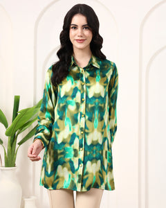 Green Brushstroke Printed Shirt