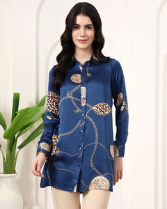 Blue Chain & Leopard Printed Shirt
