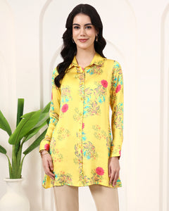 Yellow Garden Bloom Printed Shirt