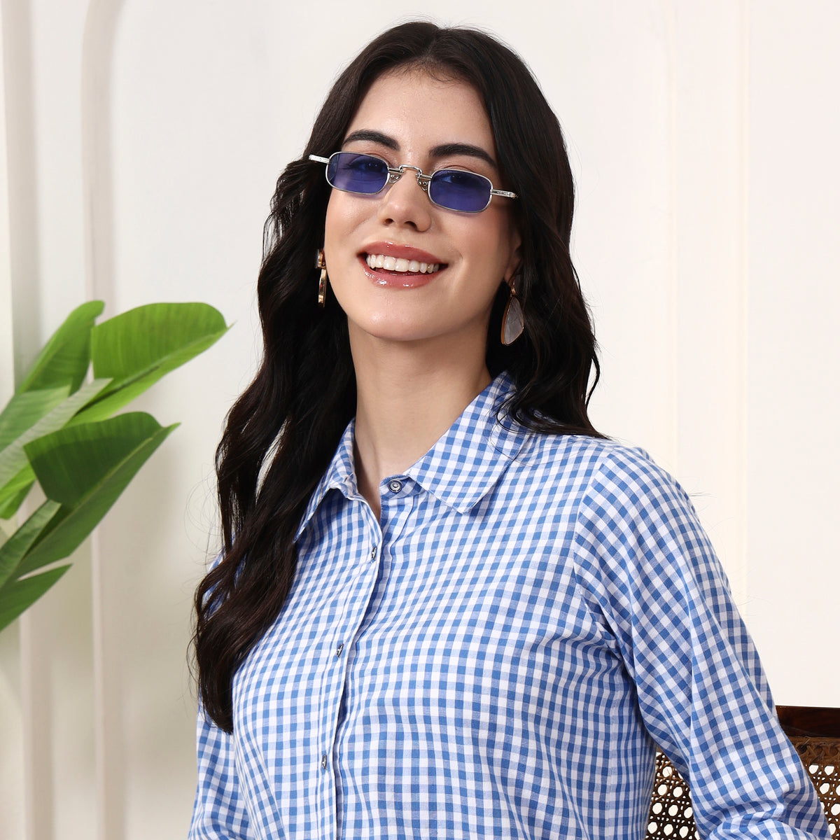 Blue Geometric Print Shirt for Women – Cotton | First Resort by Ramola Bachchan
