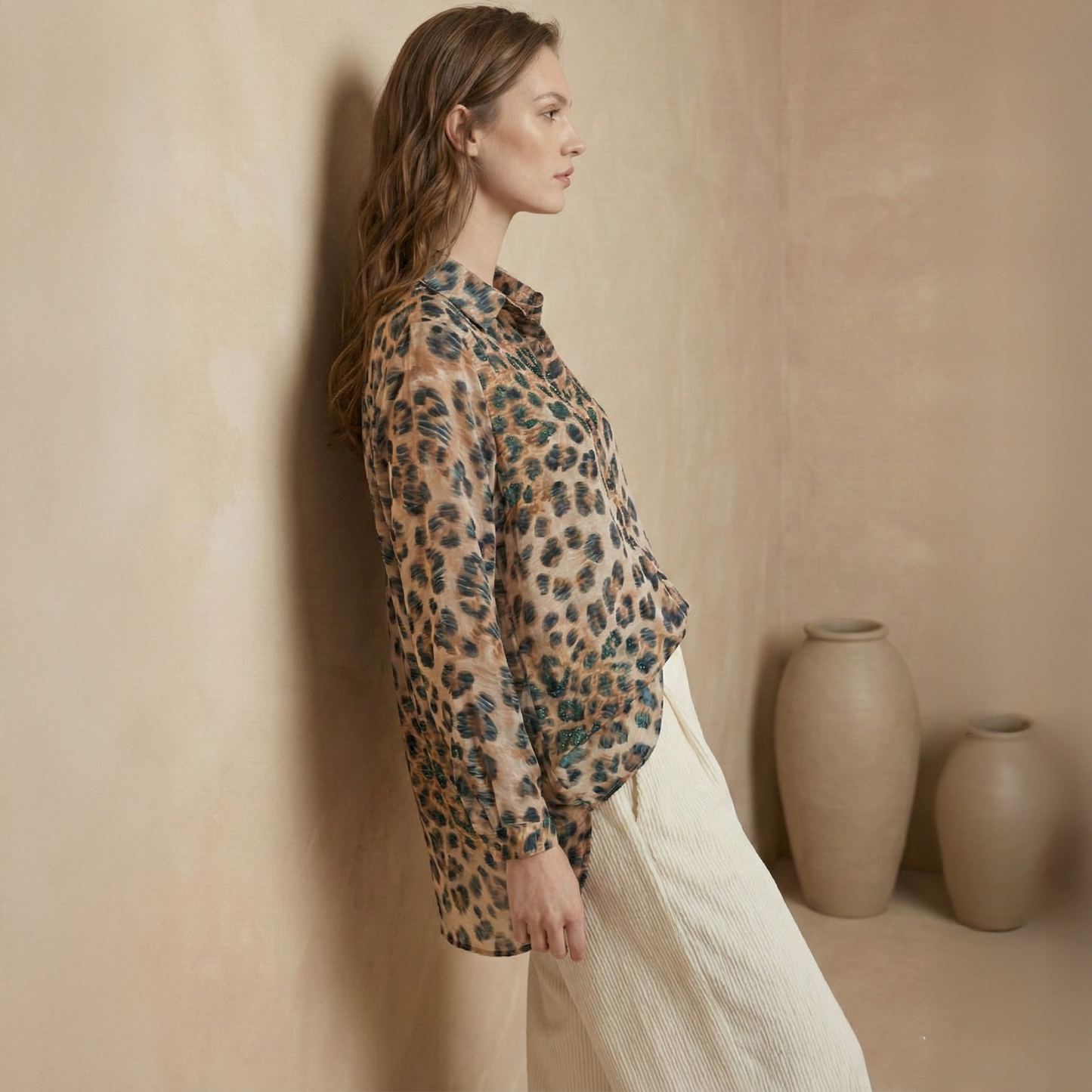 Brown Leopard Print Shirt