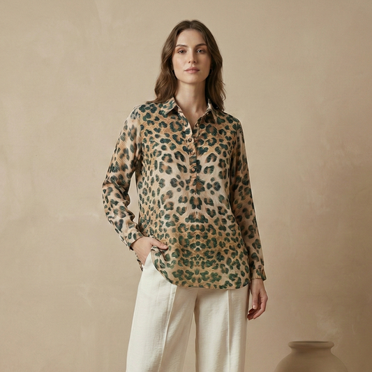 Green Leopard Print Shirt