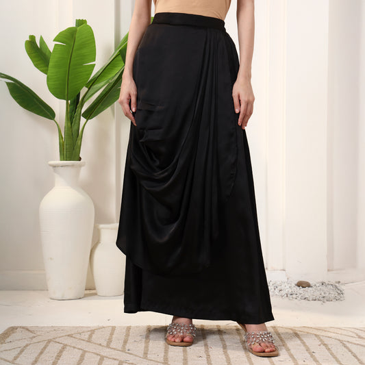Black Skirt for Women – Polyester Satin | First Resort by Ramola Bachchan