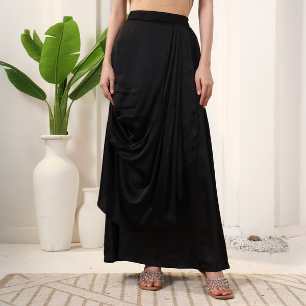 Black Skirt for Women – Polyester Satin | First Resort by Ramola Bachchan