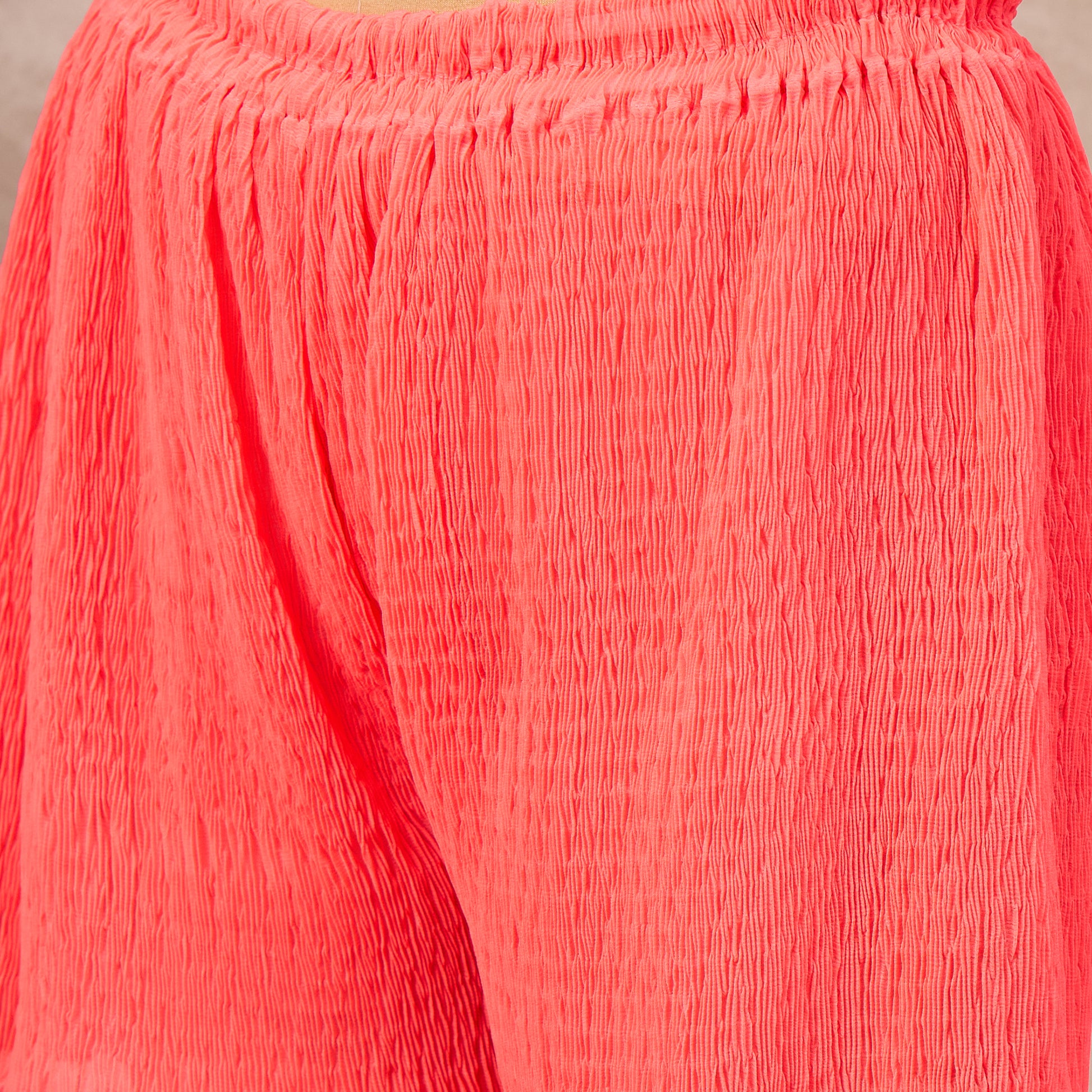 Neon Pink Shorts for Women – Polyester Chiffon – Back View | First Resort by Ramola Bachchan