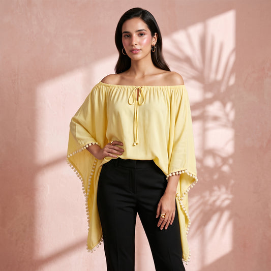 Yellow Top for Women – Viscose Rayon | First Resort by Ramola Bachchan