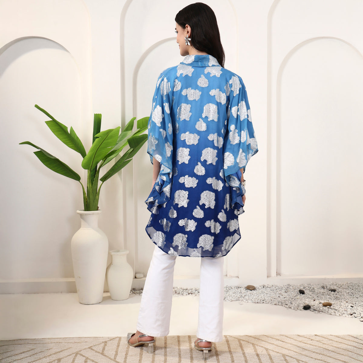 Blue Top for Women – Lurex Georgette – Detail View | First Resort by Ramola Bachchan