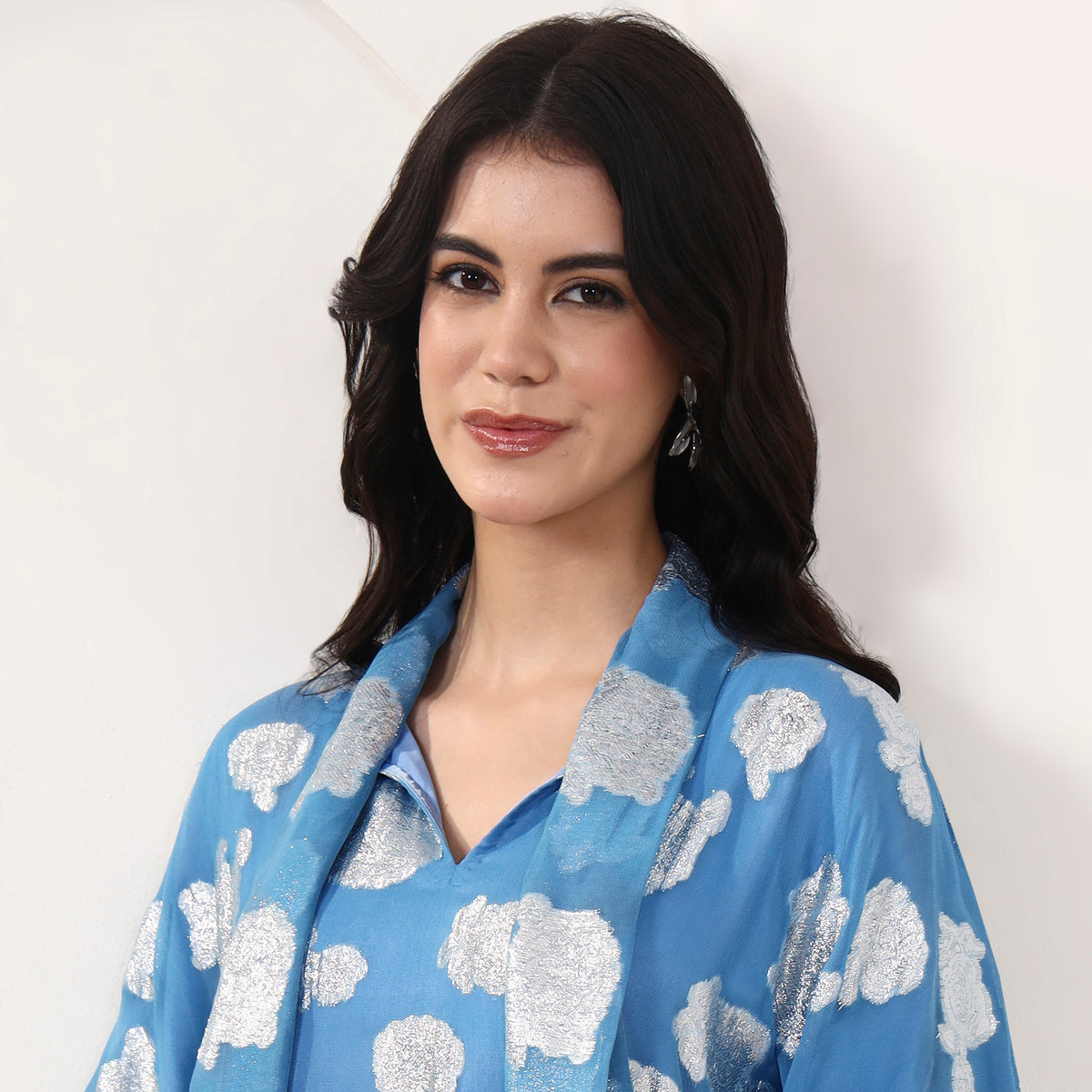 Blue Top for Women – Lurex Georgette – Back View | First Resort by Ramola Bachchan