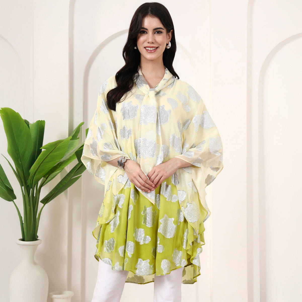Yellow Top for Women – Lurex Georgette | First Resort by Ramola Bachchan