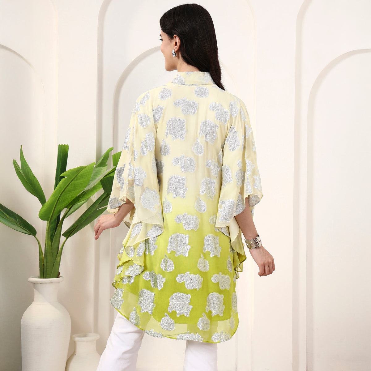 Yellow Top for Women – Lurex Georgette – Detail View | First Resort by Ramola Bachchan