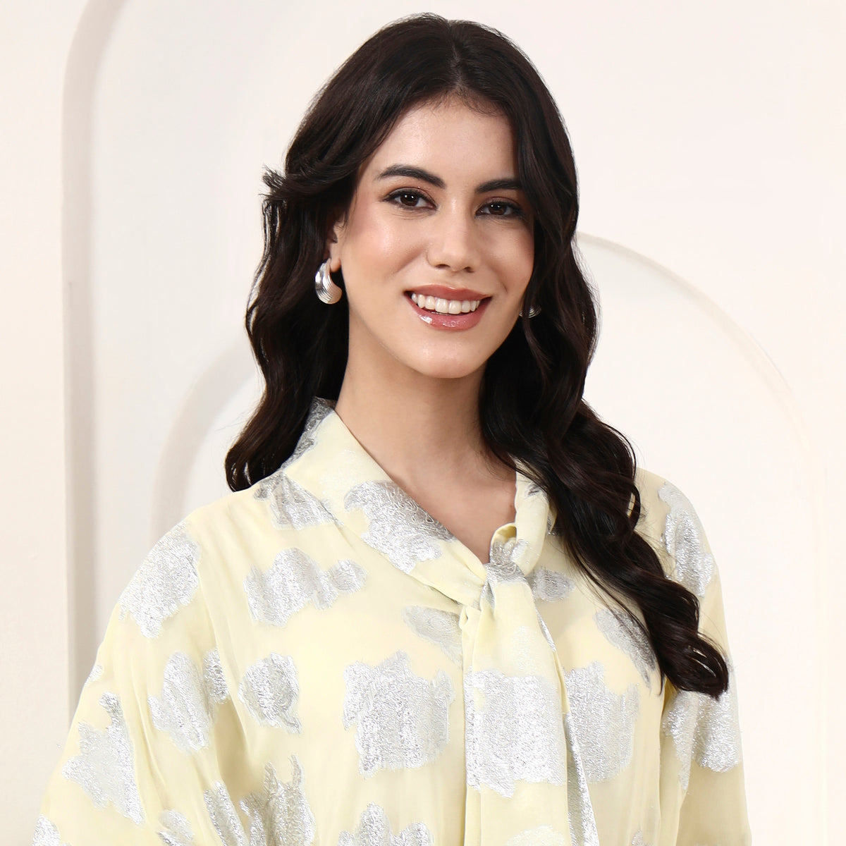 Yellow Top for Women – Lurex Georgette – Back View | First Resort by Ramola Bachchan