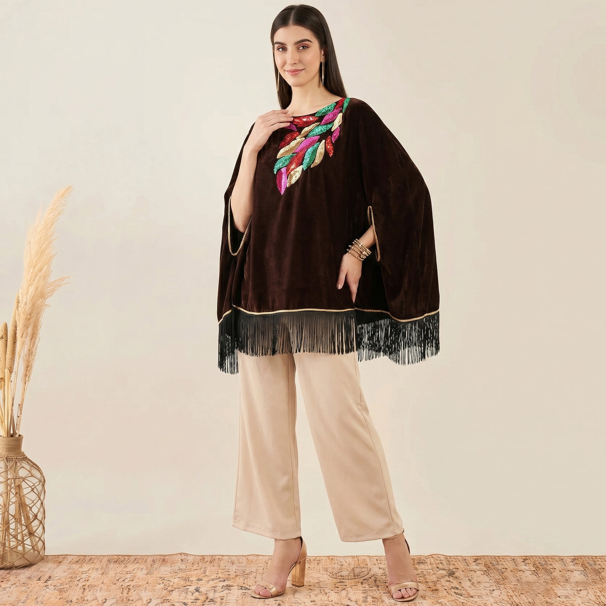 Brown Top for Women – Embroidered | First Resort by Ramola Bachchan
