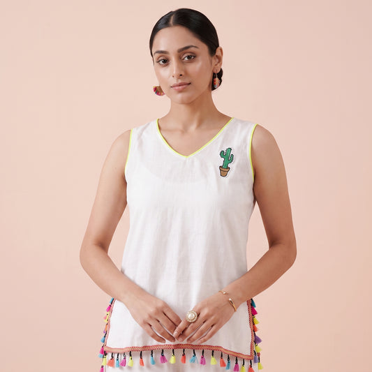 White Top for Women – Rayon Flax | First Resort by Ramola Bachchan