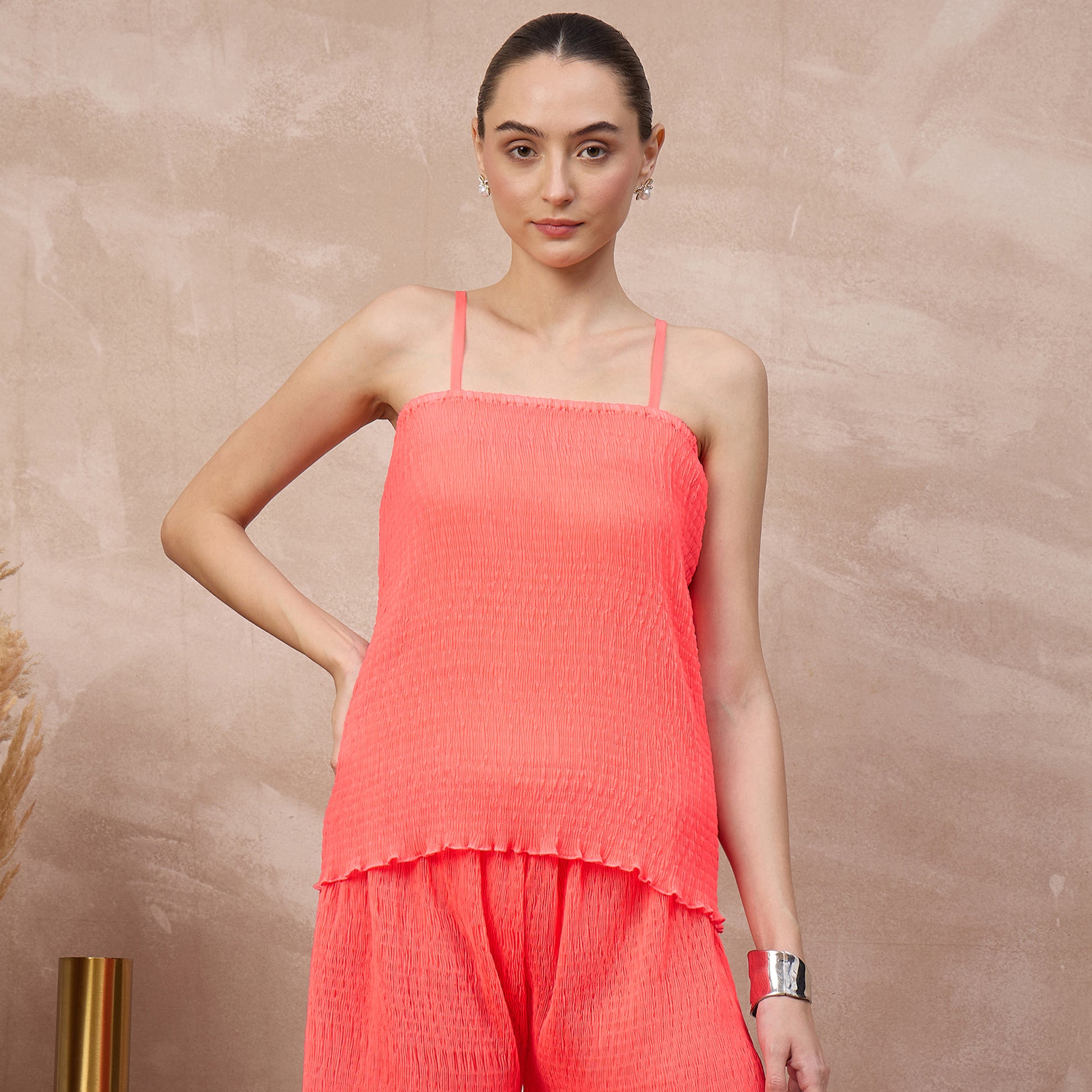 Neon Pink Top for Women – Polyester Chiffon | First Resort by Ramola Bachchan