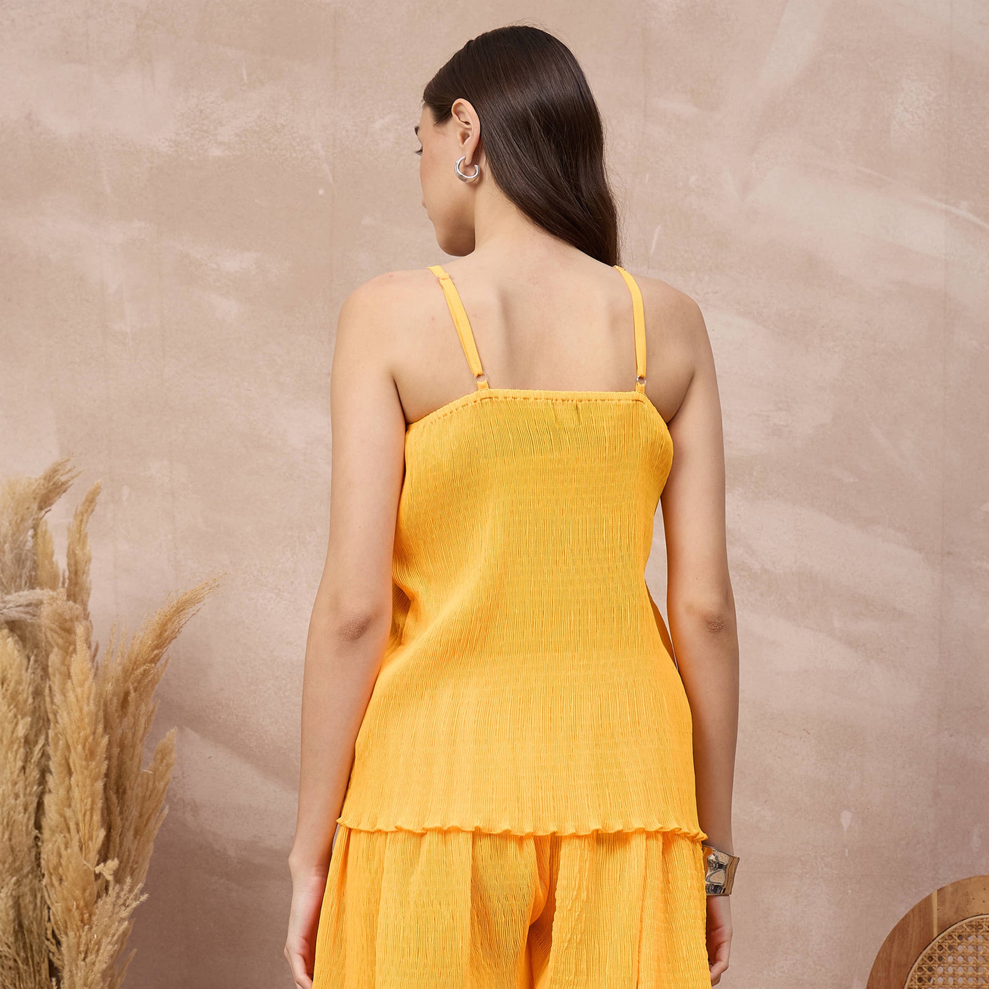 Orange Top for Women – Polyester Chiffon – Detail View | First Resort by Ramola Bachchan