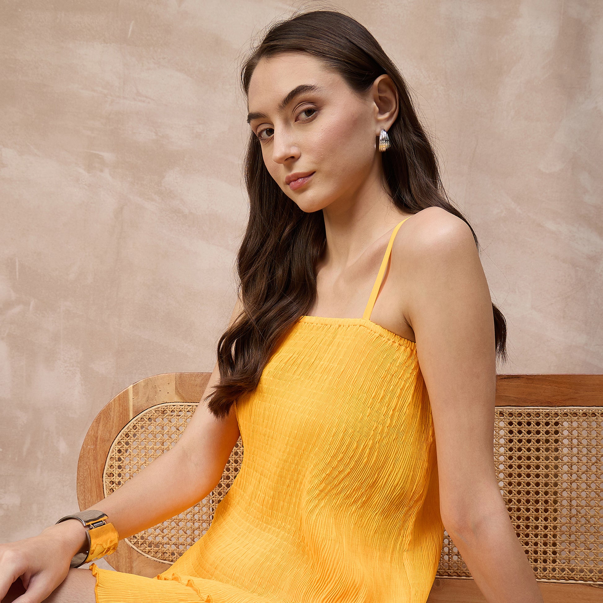 Orange Top for Women – Polyester Chiffon – Close Up | First Resort by Ramola Bachchan