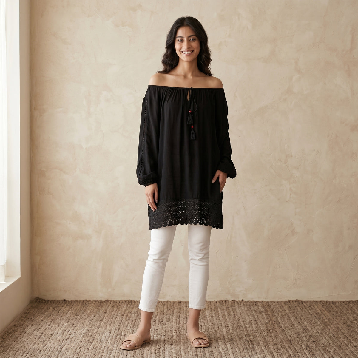 Black Top for Women – Viscose Rayon | First Resort by Ramola Bachchan