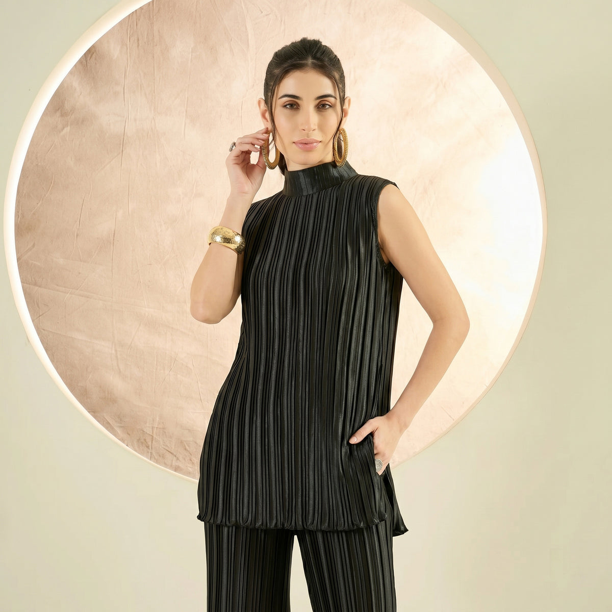 Black Top for Women – Polyester Satin | First Resort by Ramola Bachchan