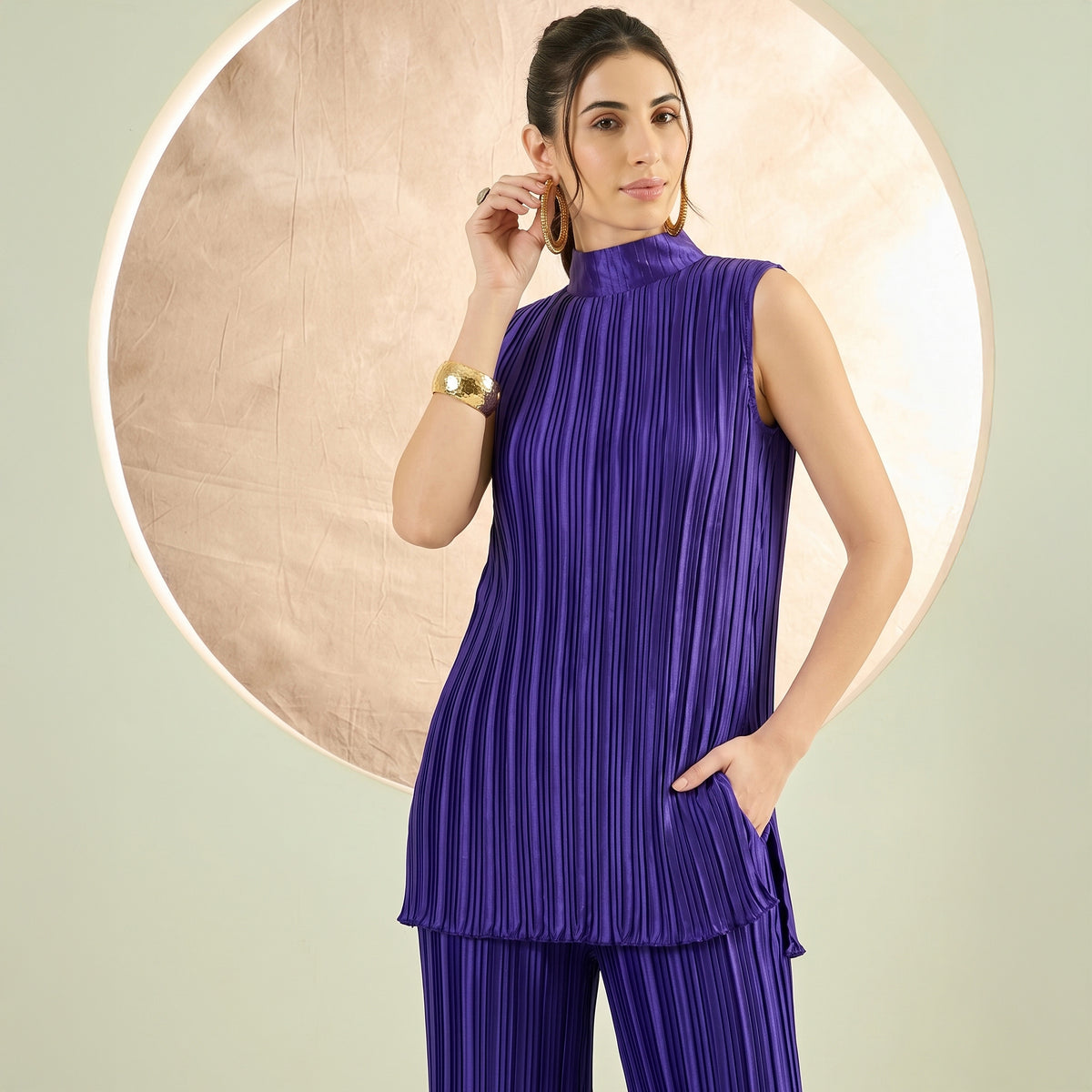 Purple Top for Women – Polyester Satin | First Resort by Ramola Bachchan