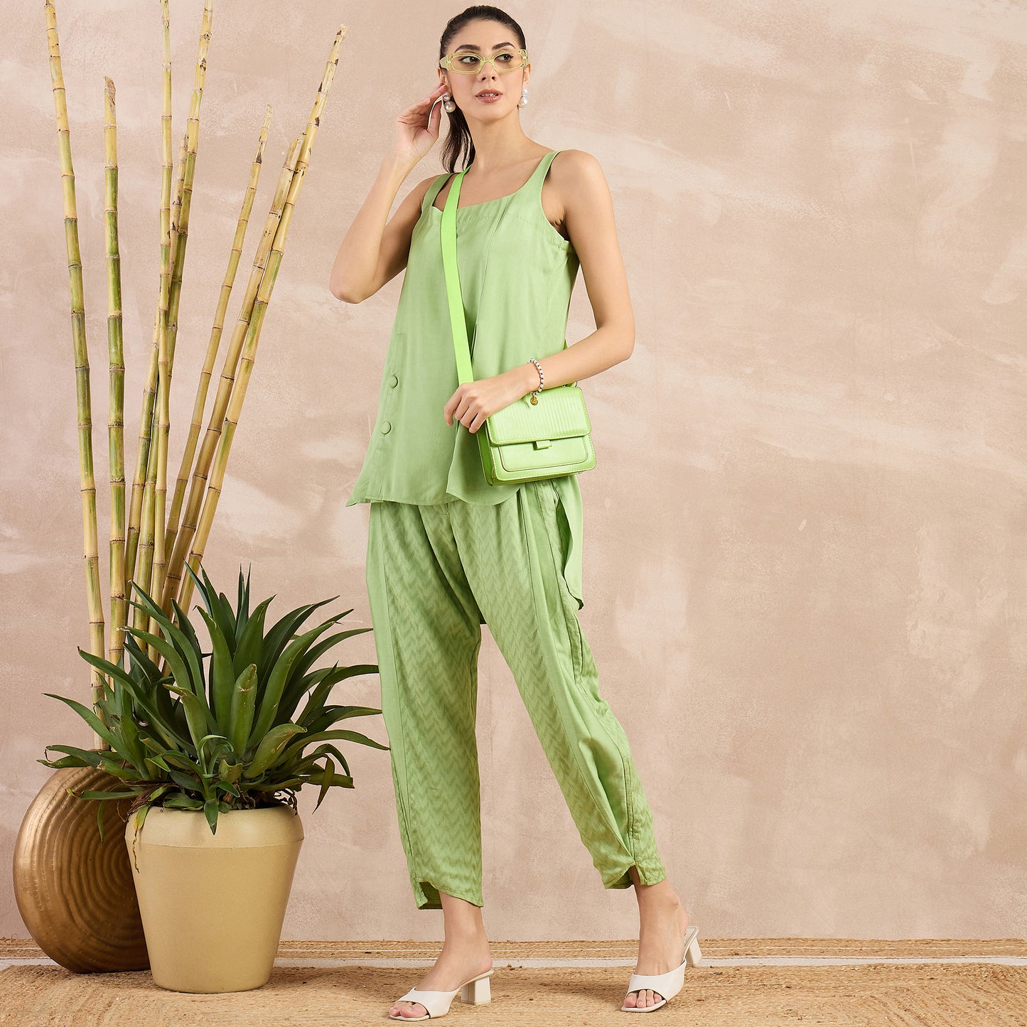 Pastel Green High-Low Sleeveless Top