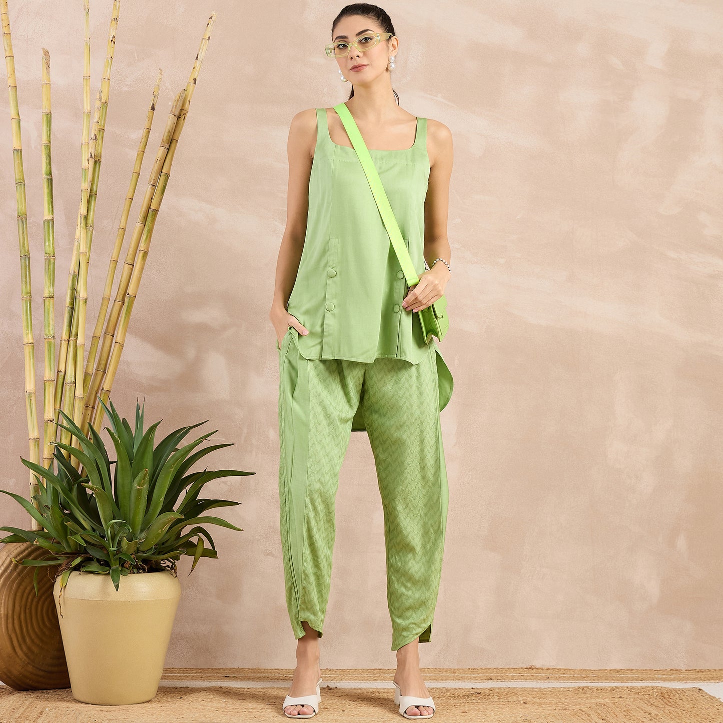 Pastel Green High-Low Sleeveless Top
