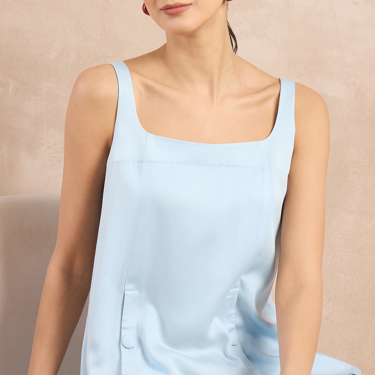 Sky Blue High-Low Sleeveless Top