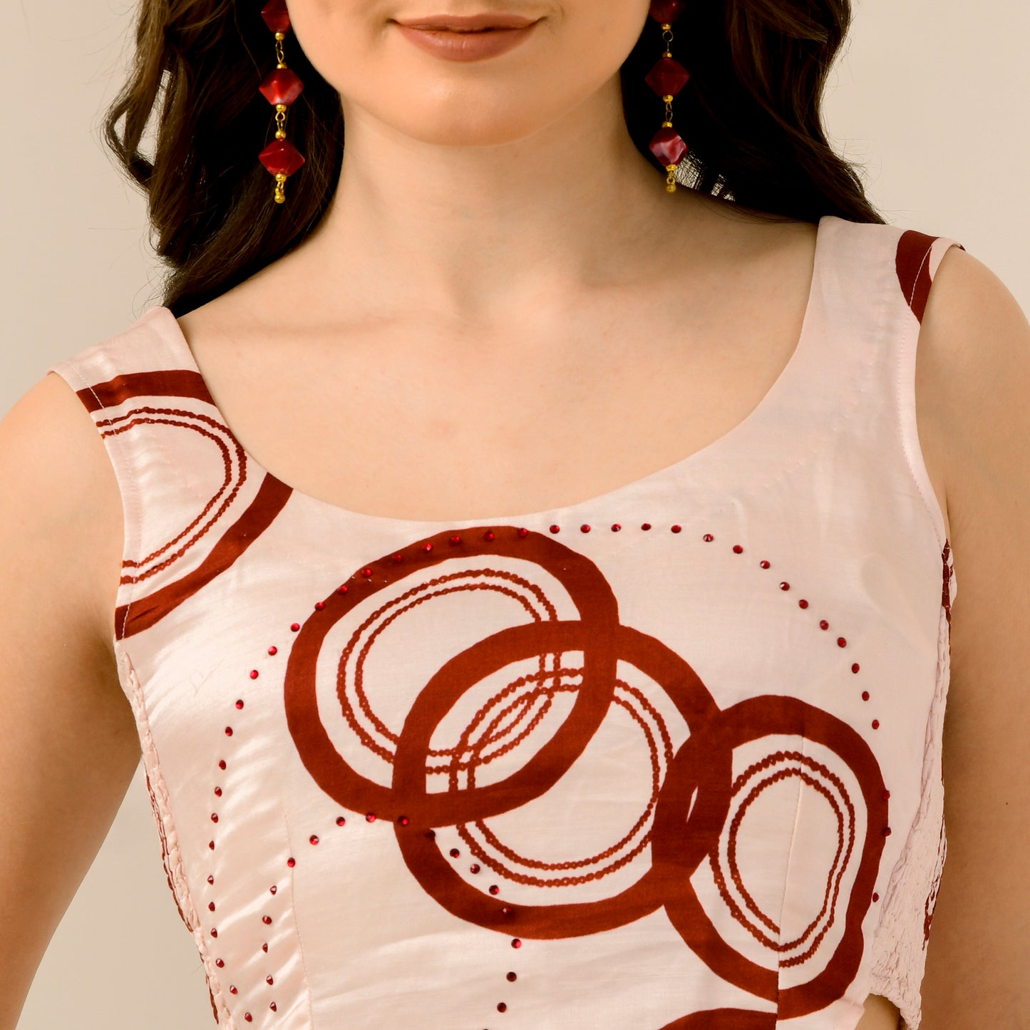 Pink and Red Powerful Embellished Crop Top