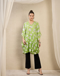 Green Hand Embroidered Ombre Lurex Top