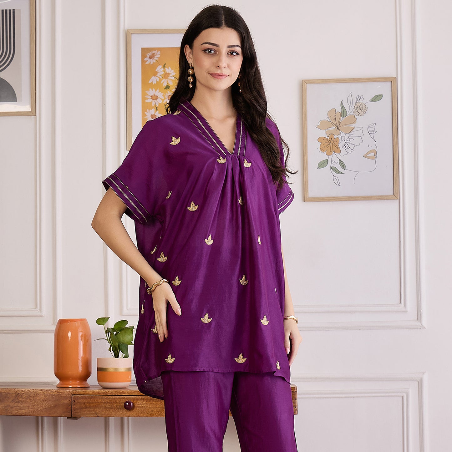 Purple Zari Hand Embroidered Top