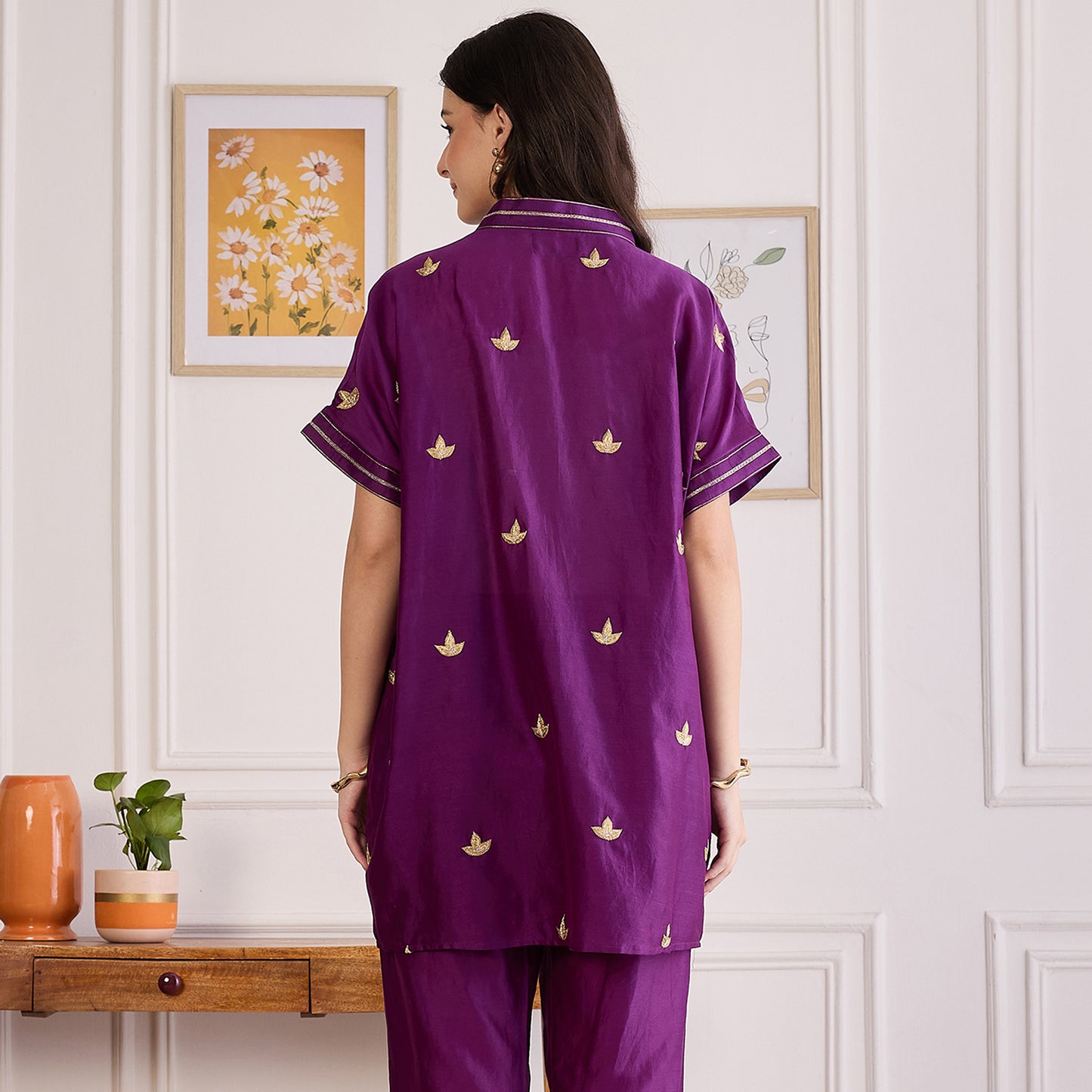 Purple Zari Hand Embroidered Top