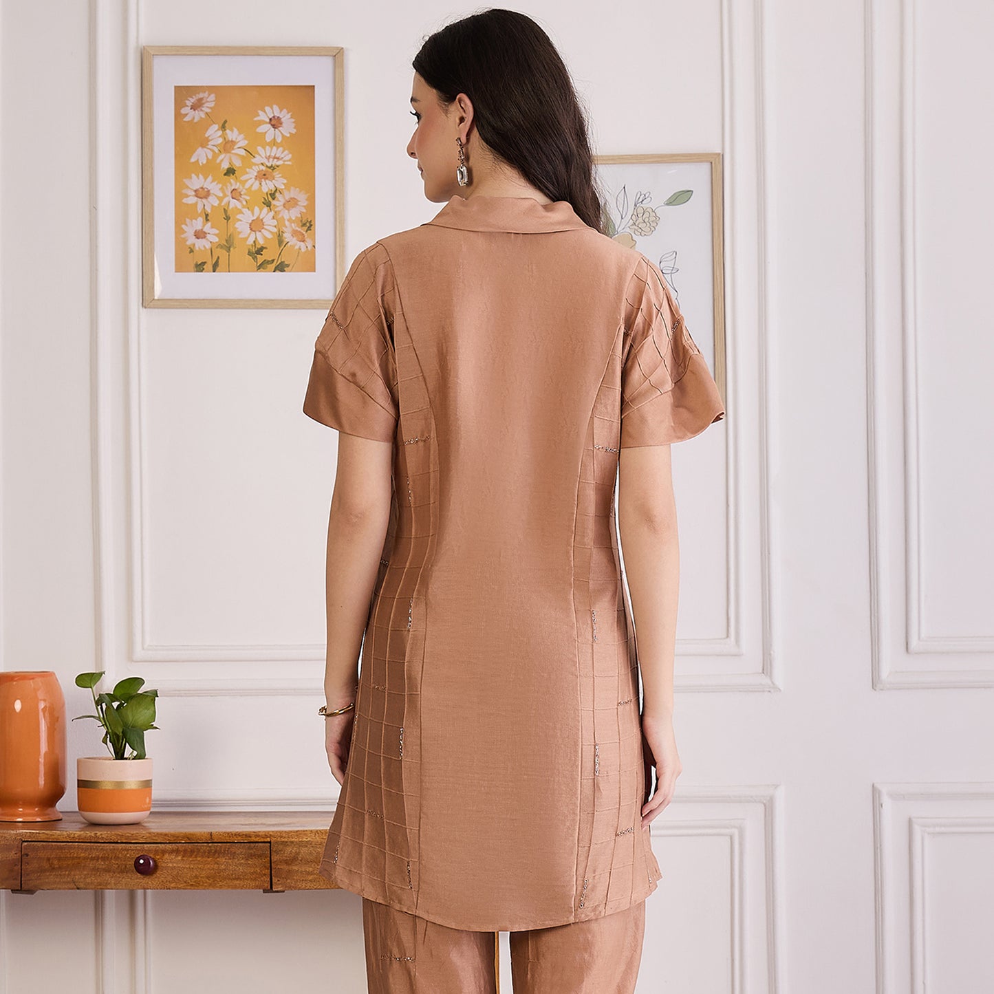 Copper Brown Pintuck Top