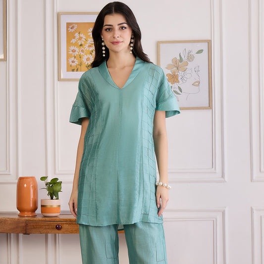 Saphire Blue Pintuck Top