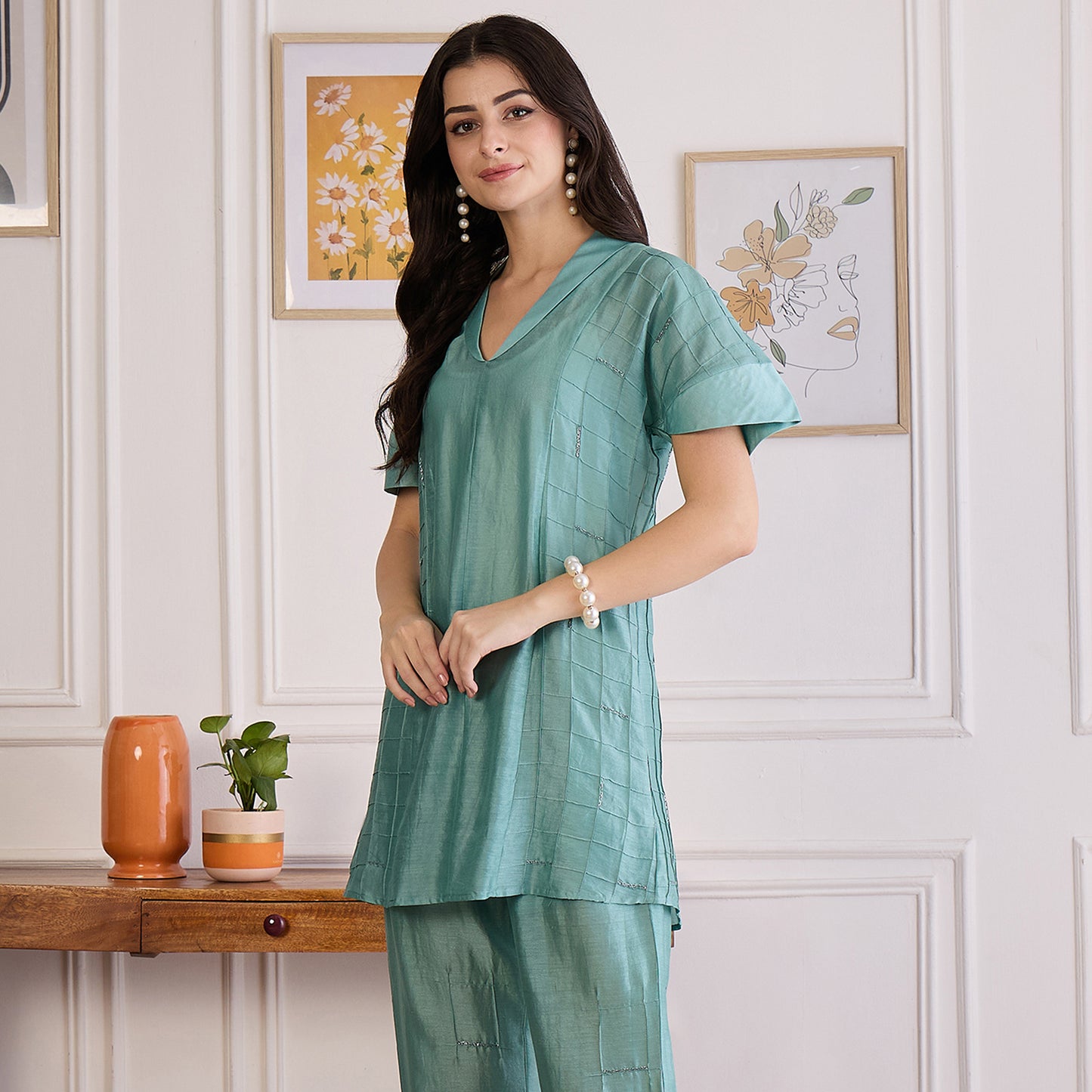 Saphire Blue Pintuck Top