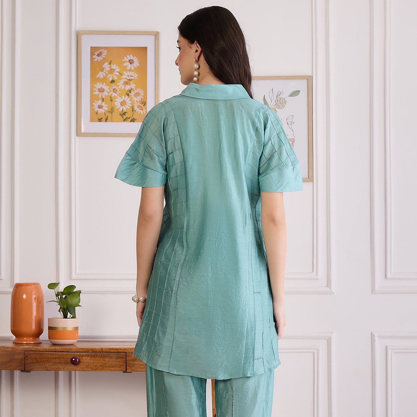 Saphire Blue Pintuck Top