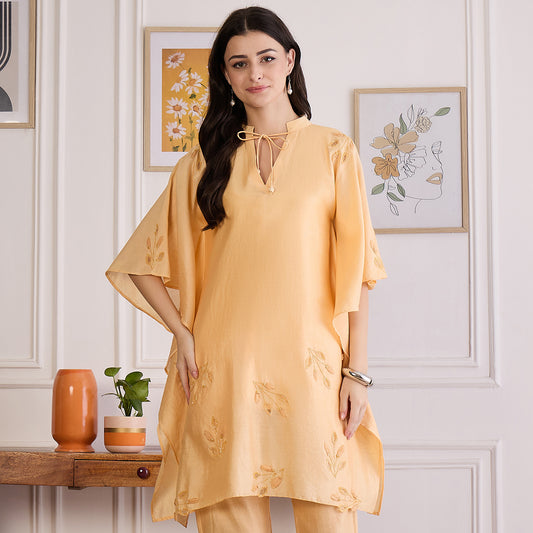Butter Yellow Applique Kaftan Top