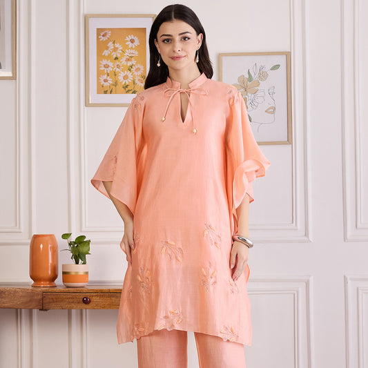 Peach Applique Kaftan Top