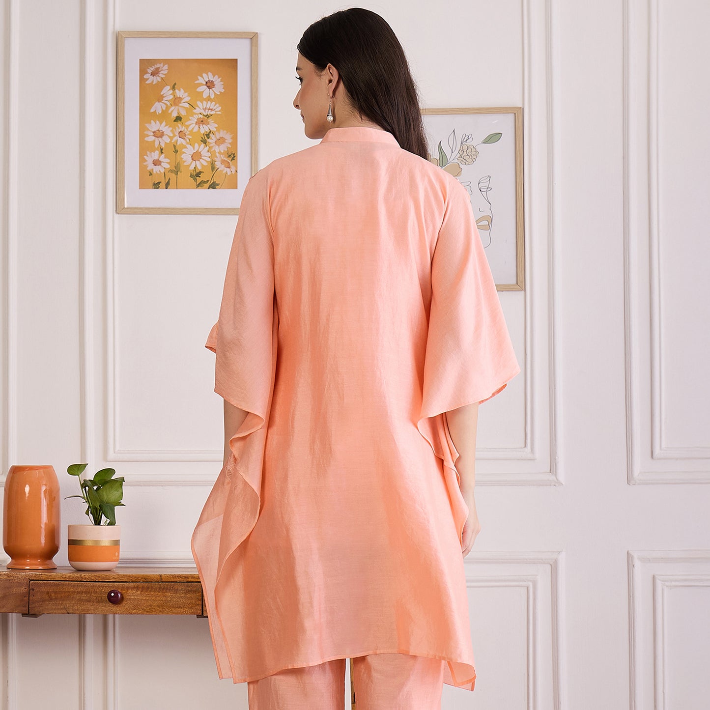 Peach Applique Kaftan Top