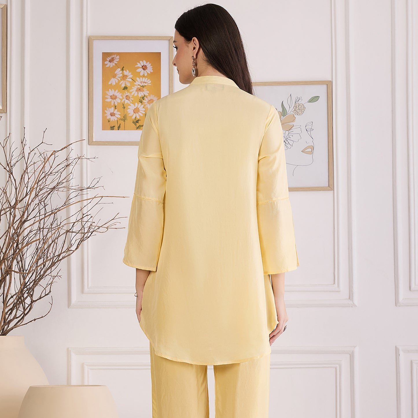 Yellow Hand Embroidered Shirt Top