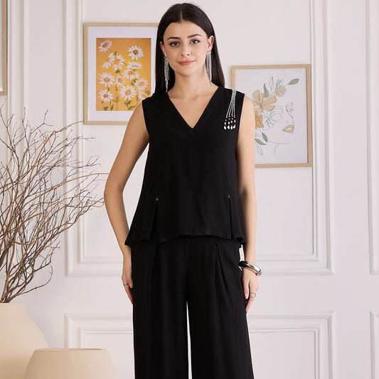 Black Fall Embellished Top