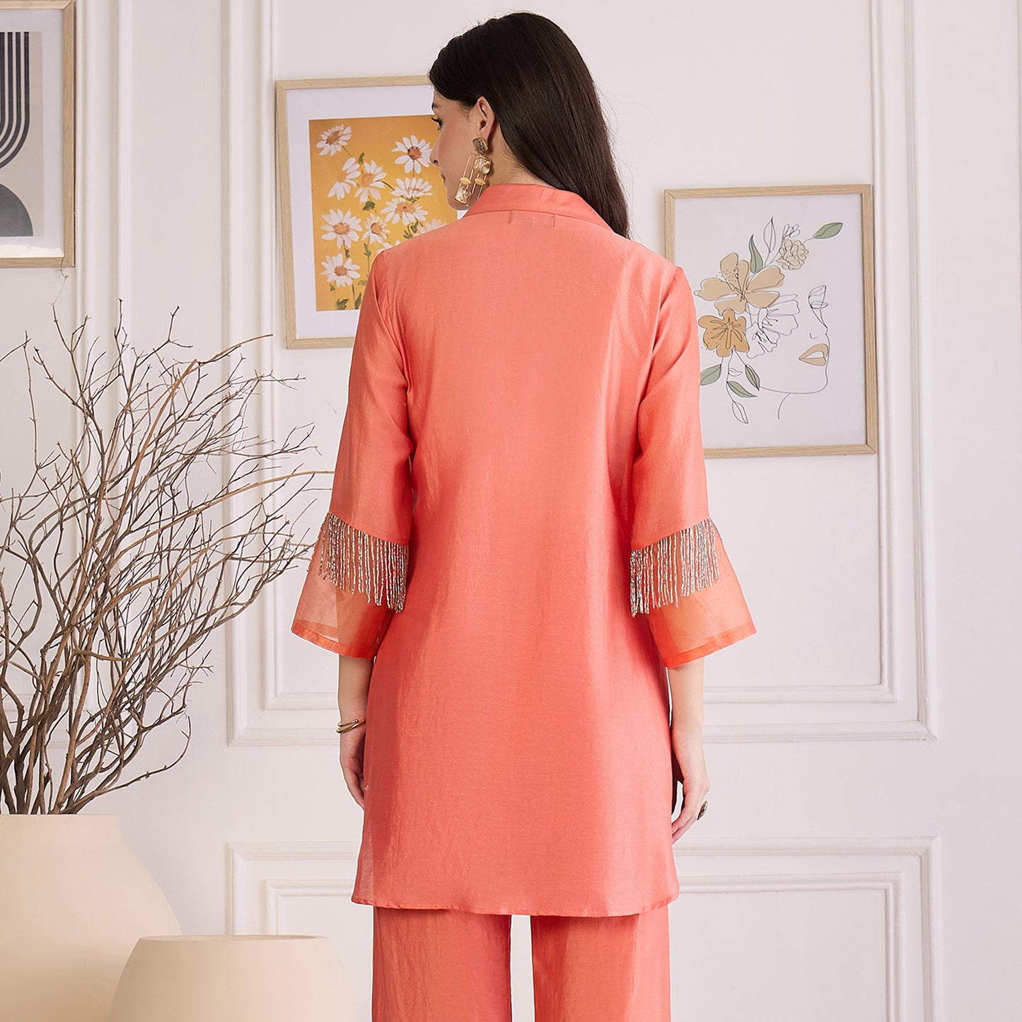 Peach Pearl Hand Embroidered Top
