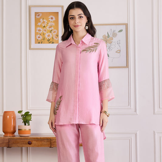 Pink Pearl Hand Embroidered Top