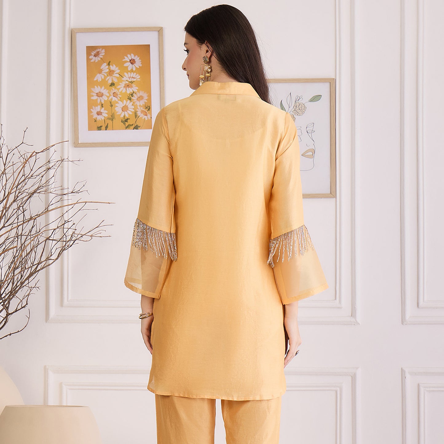 Yellow Pearl Hand Embroidered Top