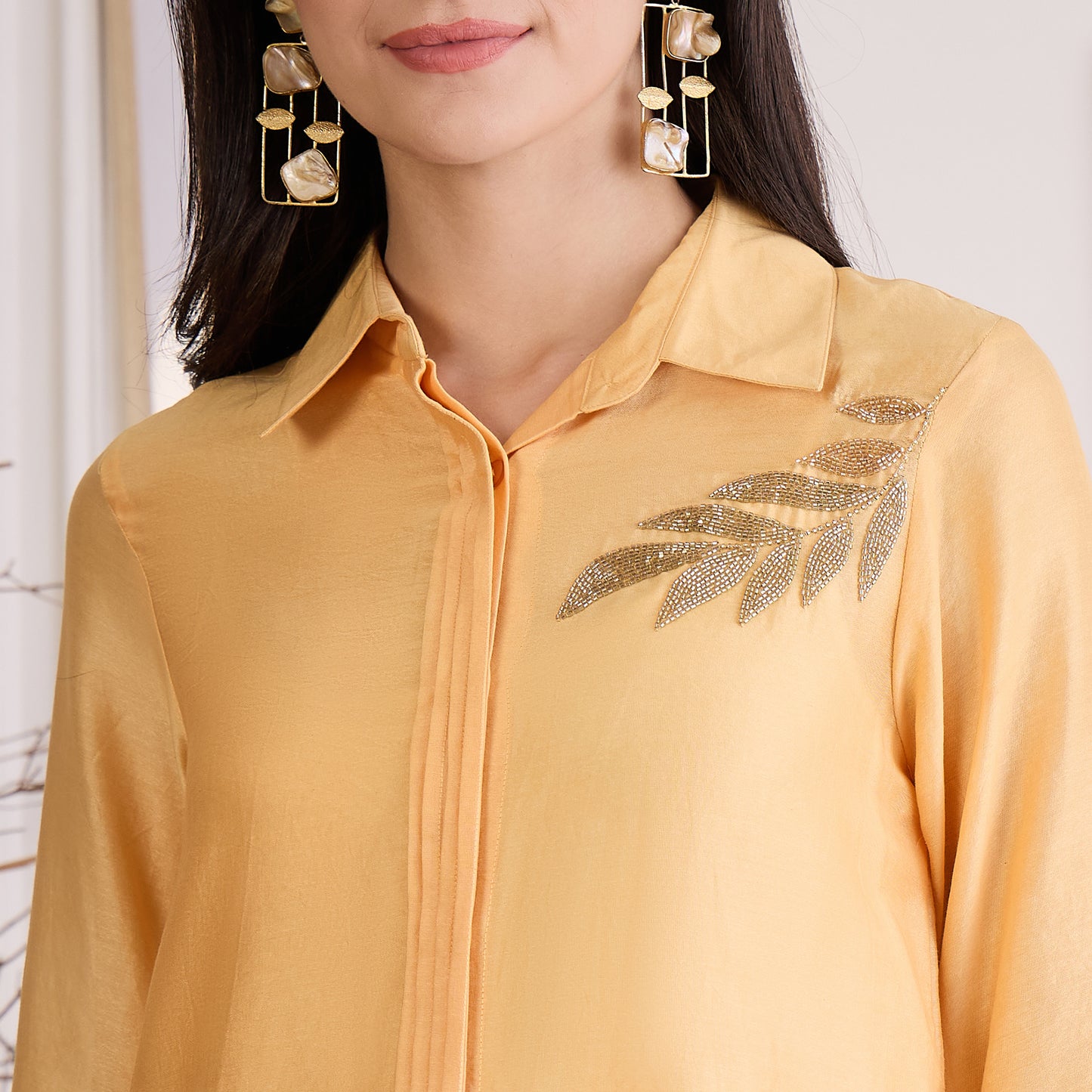 Yellow Pearl Hand Embroidered Top