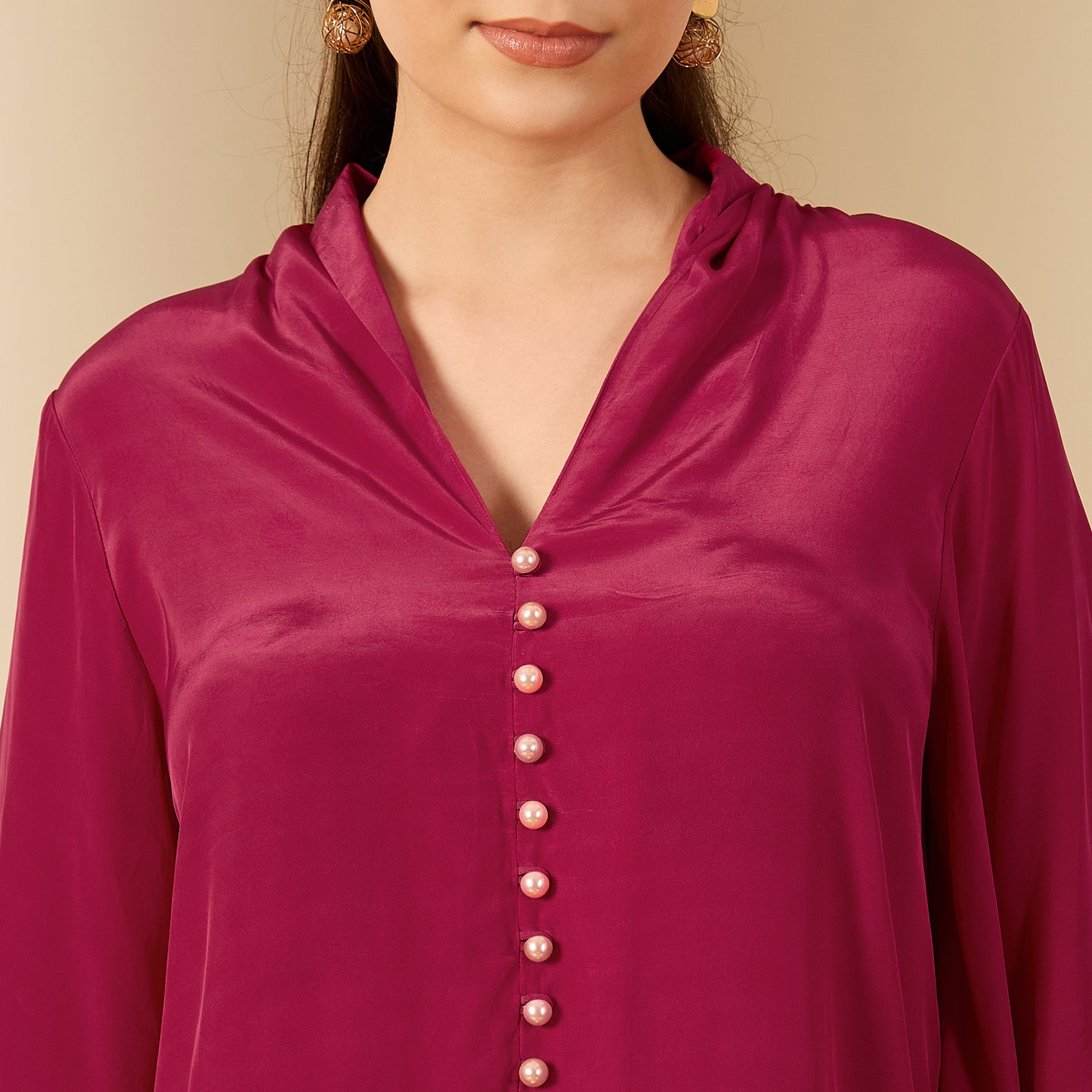 Pink Floral Flared Embellished Top