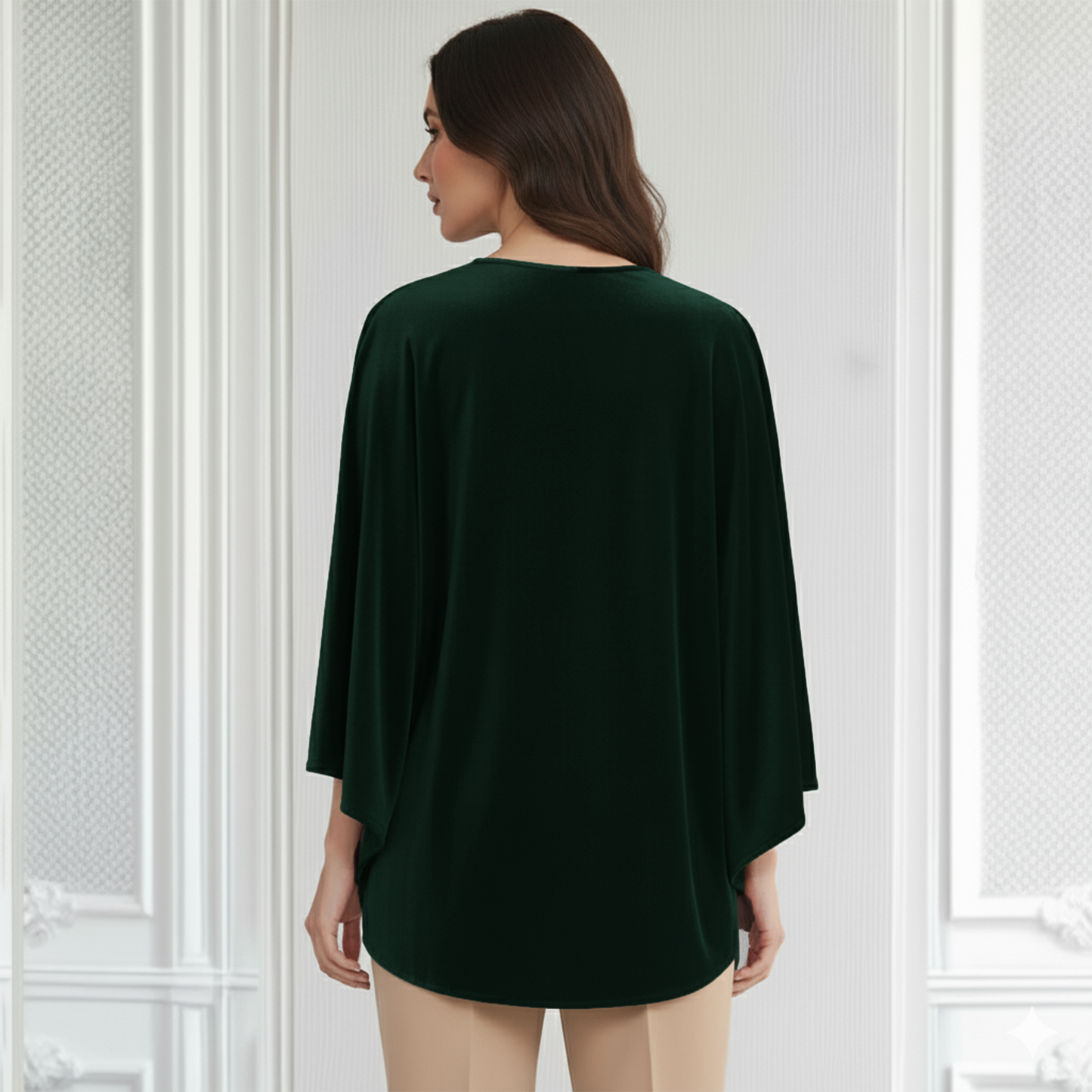 Green Twin Birds Hand Embroidered Velvet Top