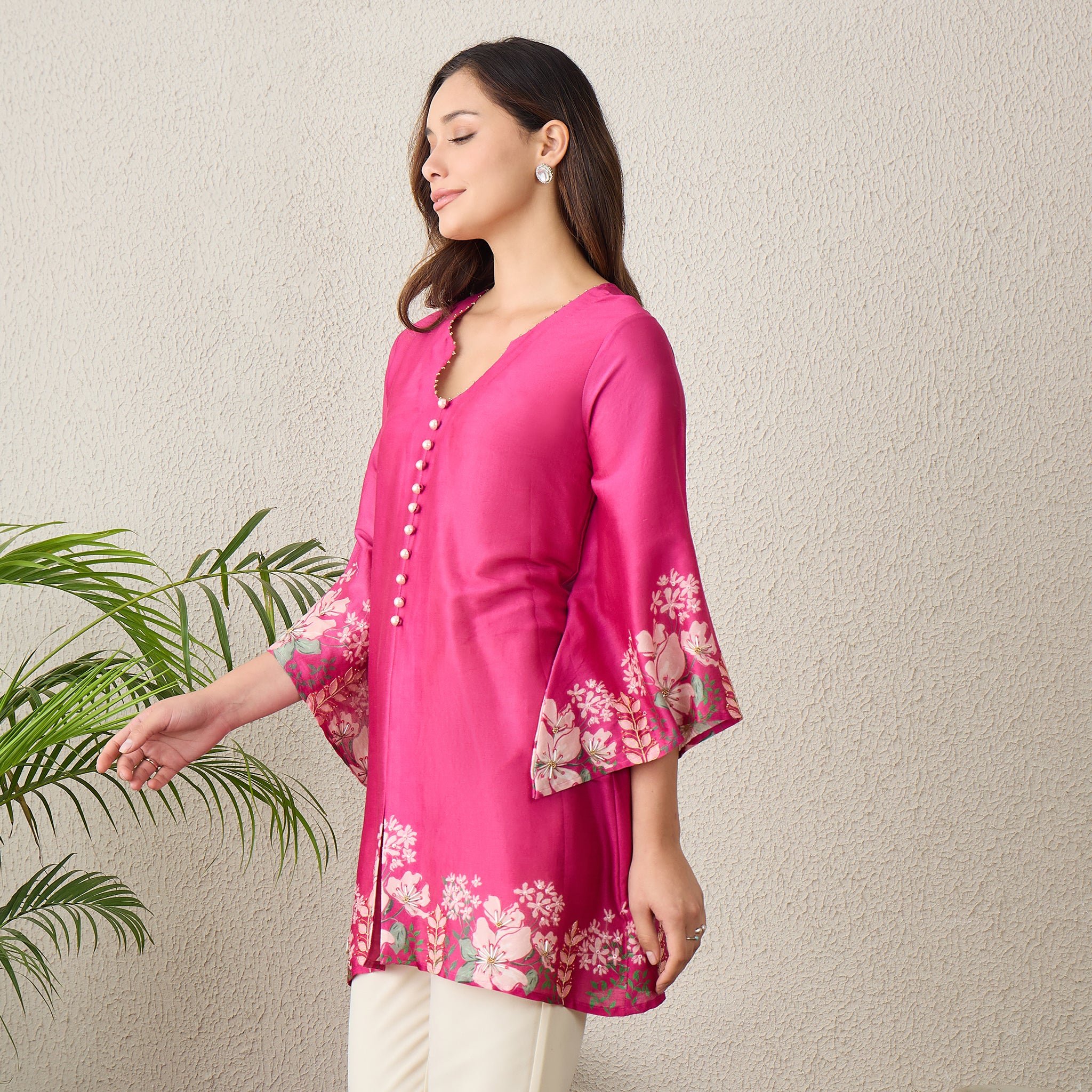 Floral Bell Sleeve Top for Women — Pink | First Resort – First